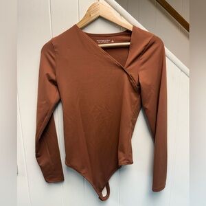 Abercrombie & Fitch Asymmetrical Rust Colored Soft A&F Collection Bodysuit Small